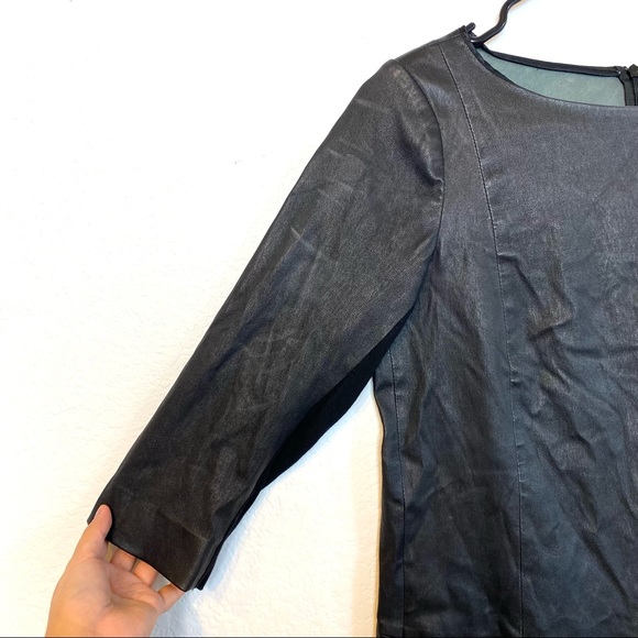 VINCE 100% Leather Sheath 1/2 Sleeve Dress SZ M - Picture 4 of 8